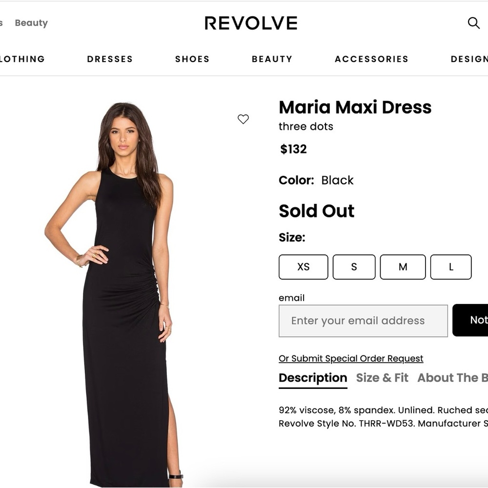 Three Dots - Maria Maxi Dress - Black Size XS